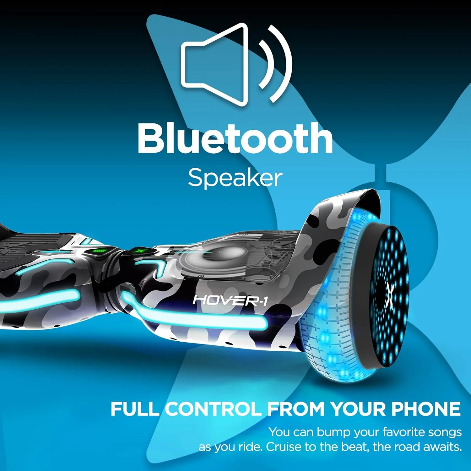 Hover-1 i100 Electric Hoverboard - 7MPH Top Speed, 10 Mile Range, 5HR Full-Charge, Built-In Bluetooth Speaker, Rider Modes: Beginner to Expert Self Balancing Scooter
