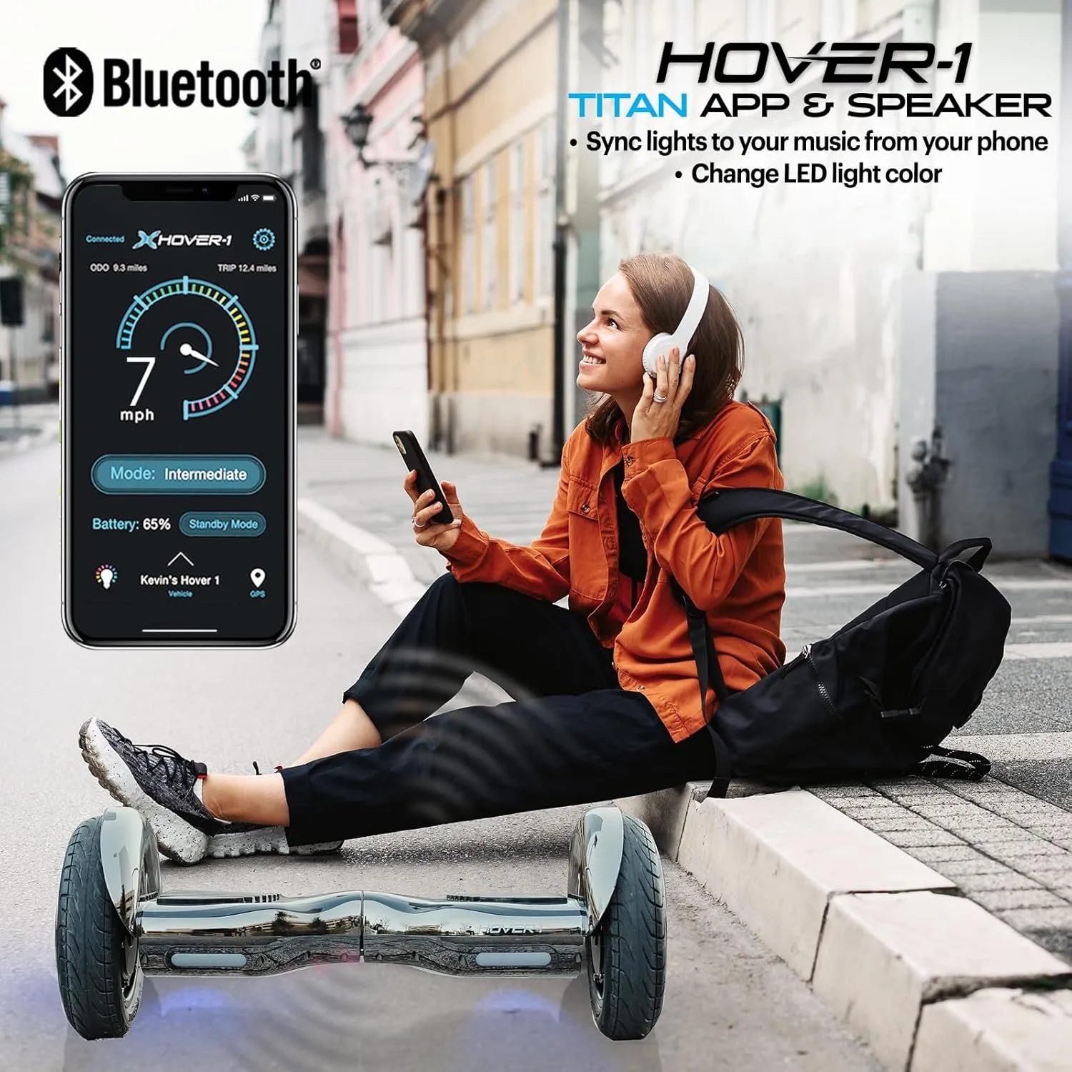 Hover-1 Titan Electric Hoverboard | 8MPH Top Speed, 8 Mile Range, 3.5HR Full-Charge, Built-In Bluetooth Speaker, Rider Modes: Beginner to Expert