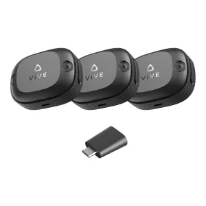 HTC Vive Ultimate Tracker 3 Pack   Dongle - VR Full Body Tracking - Compatible with SteamVR, Vive XR Elite, Meta Quest Virtual Reality Headsets