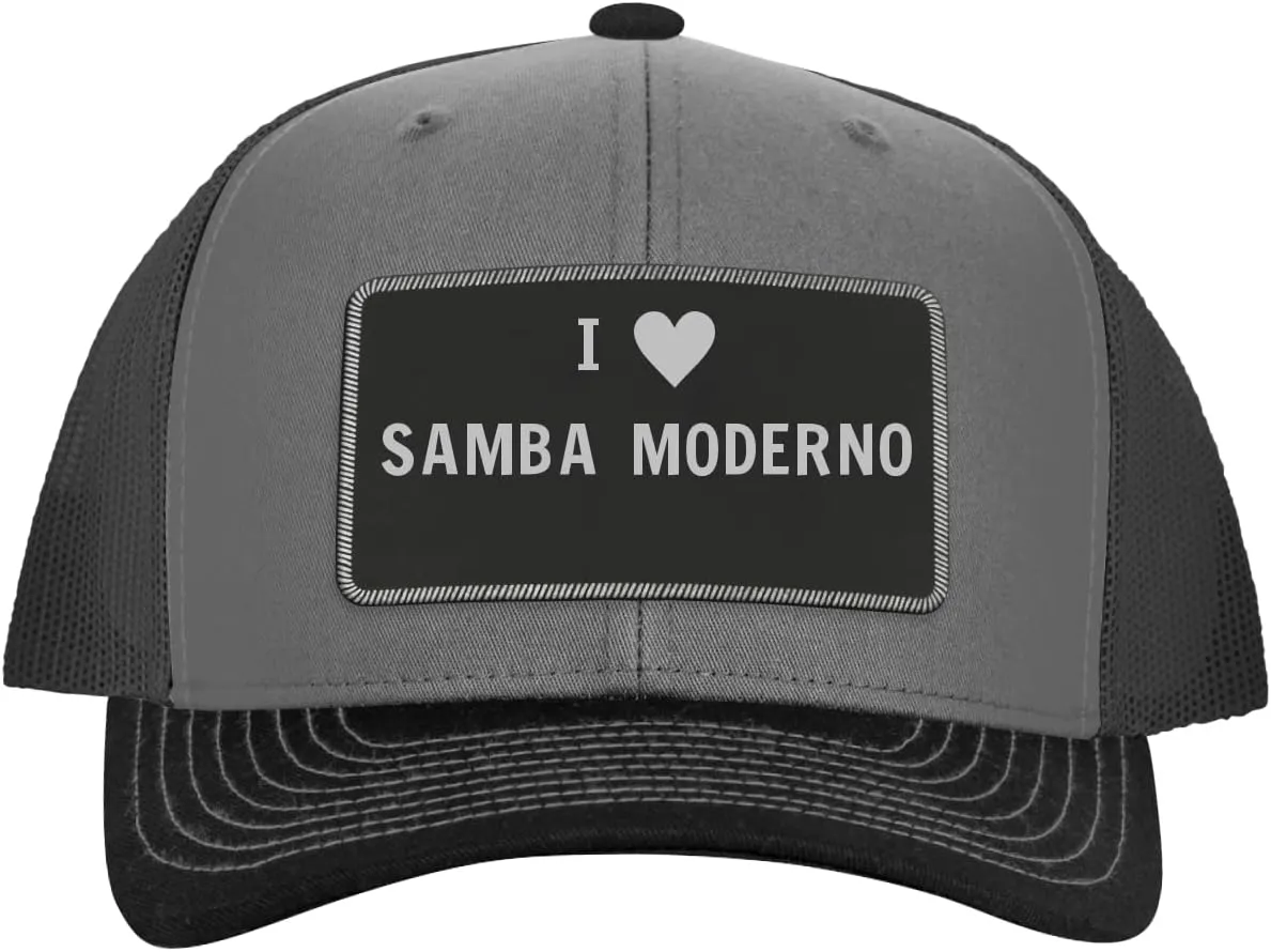 I Heart Love Samba Moderno - Leather Black Patch Engraved Trucker Hat