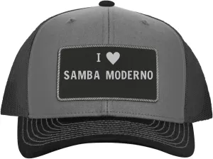 I Heart Love Samba Moderno - Leather Black Patch Engraved Trucker Hat