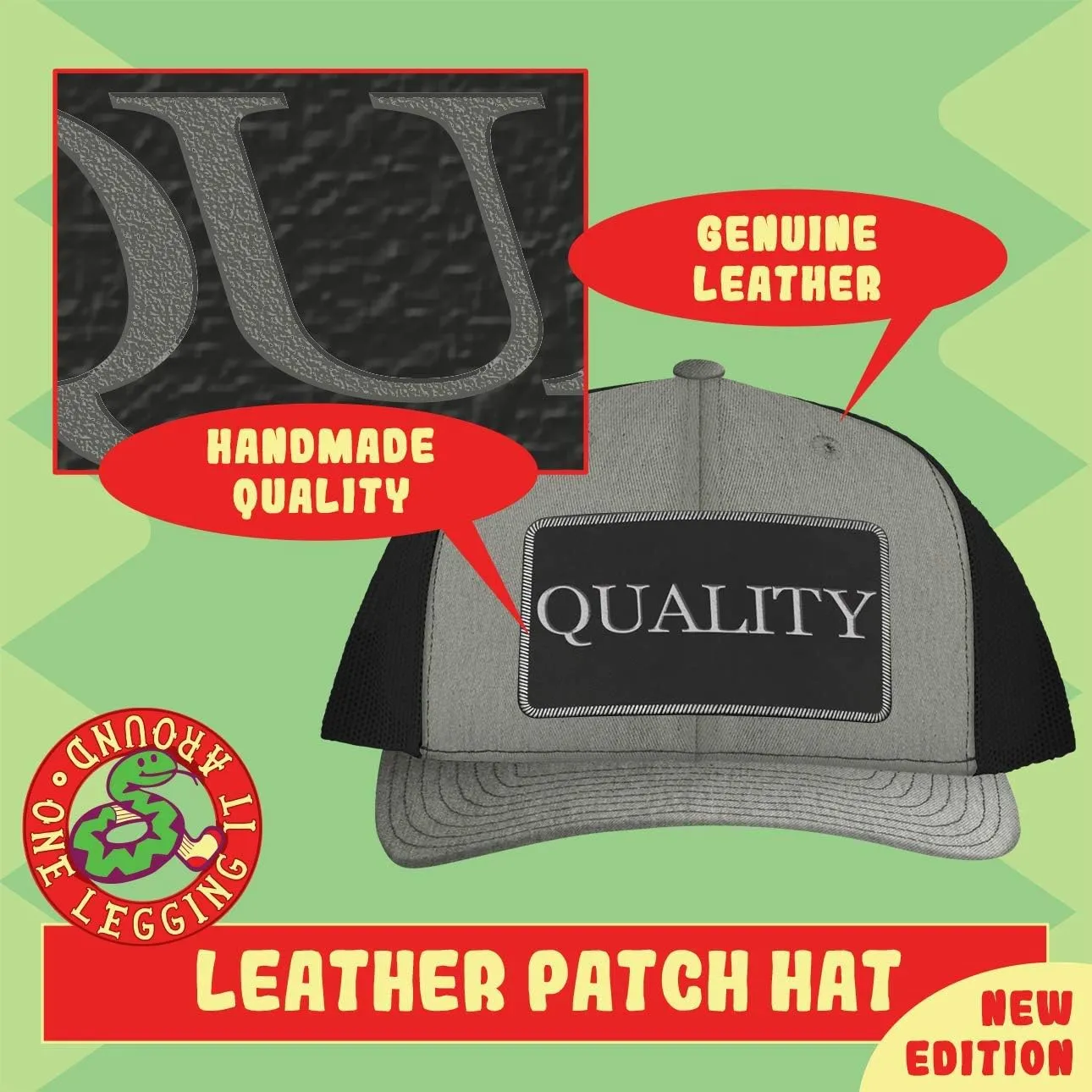 I Heart Love Samba-Rock - Leather Black Patch Engraved Trucker Hat