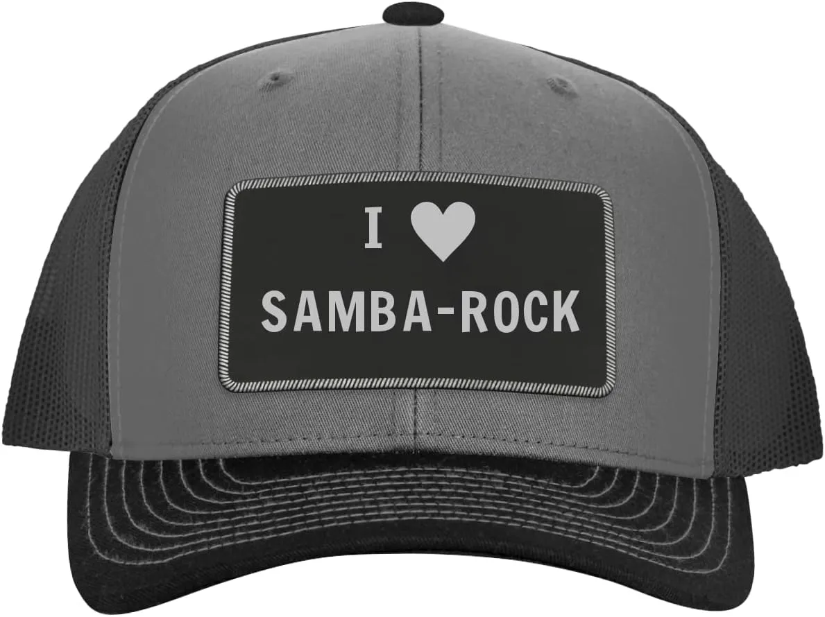 I Heart Love Samba-Rock - Leather Black Patch Engraved Trucker Hat
