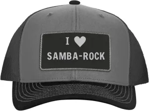 I Heart Love Samba-Rock - Leather Black Patch Engraved Trucker Hat