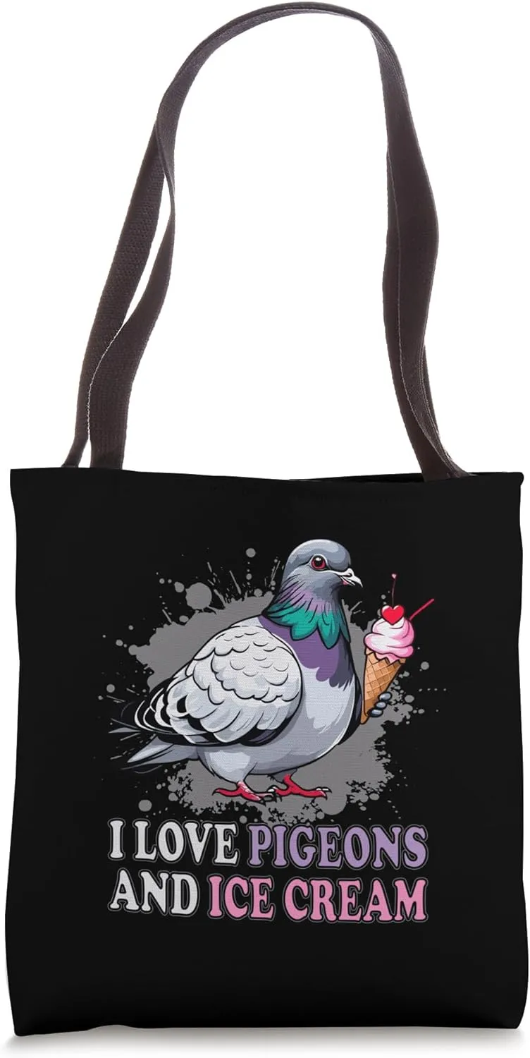 I Love Pigeons And Ice Cream Perfect For Birding Tote Bag