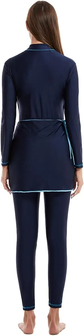 IBAKOM One Piece Modest Burkini for Women Islamic Swimsuits with Wrap Skirt Swim Cap Muslim Bathing Suit Cover Ups