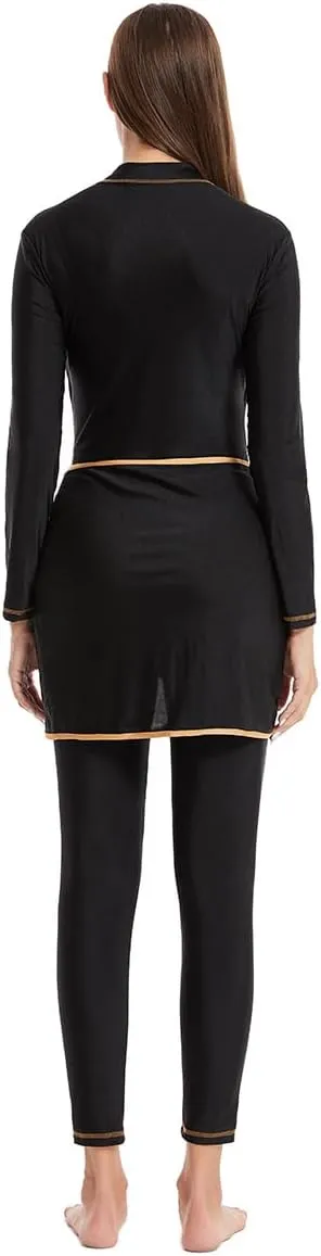 IBAKOM One Piece Modest Burkini for Women Islamic Swimsuits with Wrap Skirt Swim Cap Muslim Bathing Suit Cover Ups