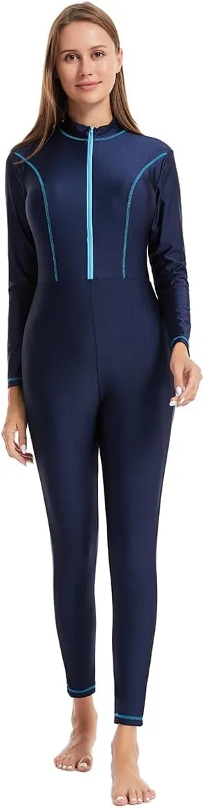 IBAKOM One Piece Modest Burkini for Women Islamic Swimsuits with Wrap Skirt Swim Cap Muslim Bathing Suit Cover Ups