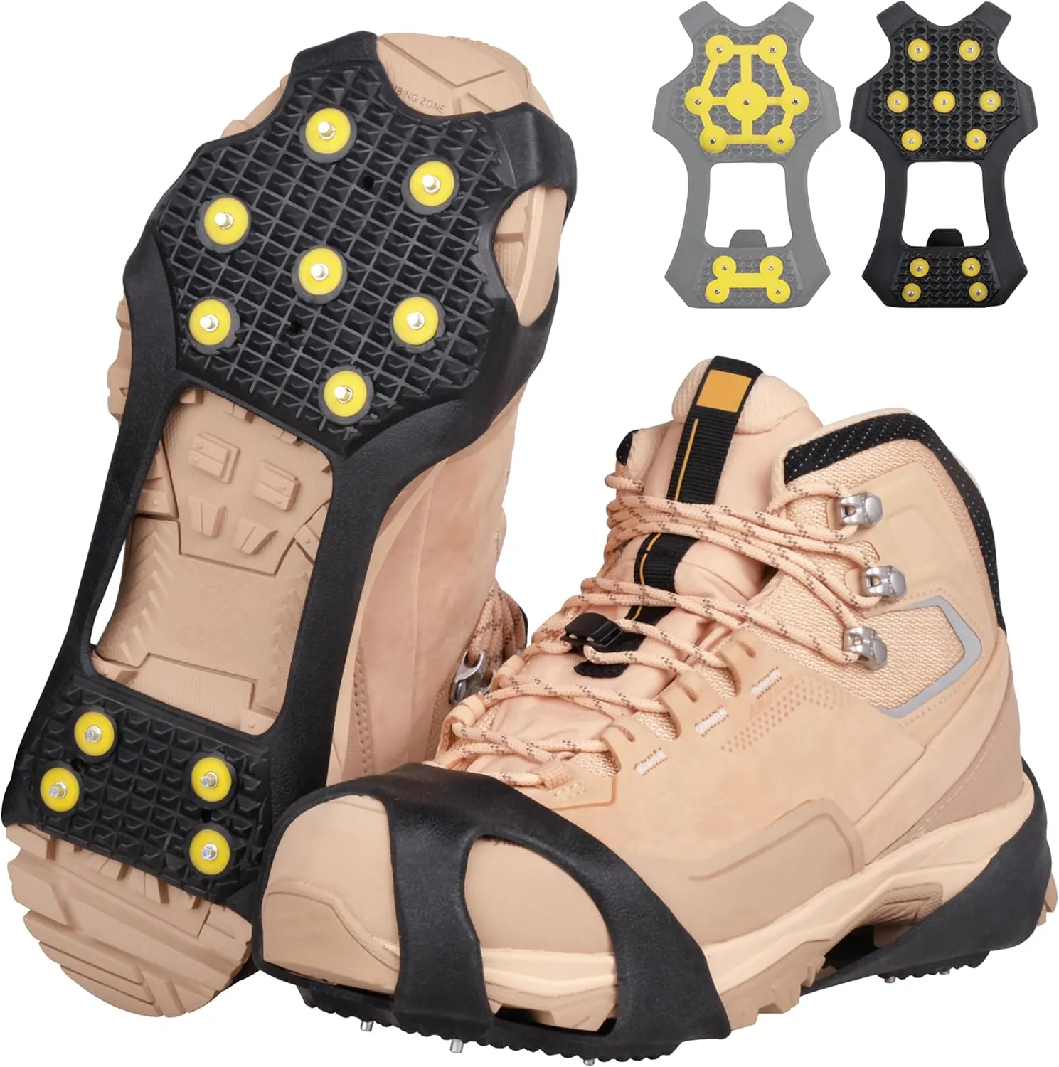 Ice Cleats for Shoes and Boots, Anti Slip Crampons Ice Shoes Grippers 11 Studs Walk Traction Cleats Crampons for Hiking Boots Ice Snow Cleats Ice Fishing Walking Hiking Winter Gear