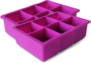 Ice Cube Mold Silicone Ice cube Tray Large Squares 2 x 6 Big Ice Cube Molds Set - Makes 12 Cubes! The Large Ice Cube Molds Made from Food Grade Silicone & are Reusable