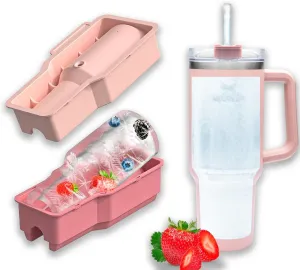 Ice Cube Tray for 40 oz Tumbler Cup, 1Pcs Stanley Ice Mold Silicone Hollow Cylinder Ice Mold with Lid and Bin for Freezer Ice Drink Juice Whiskey Cocktail