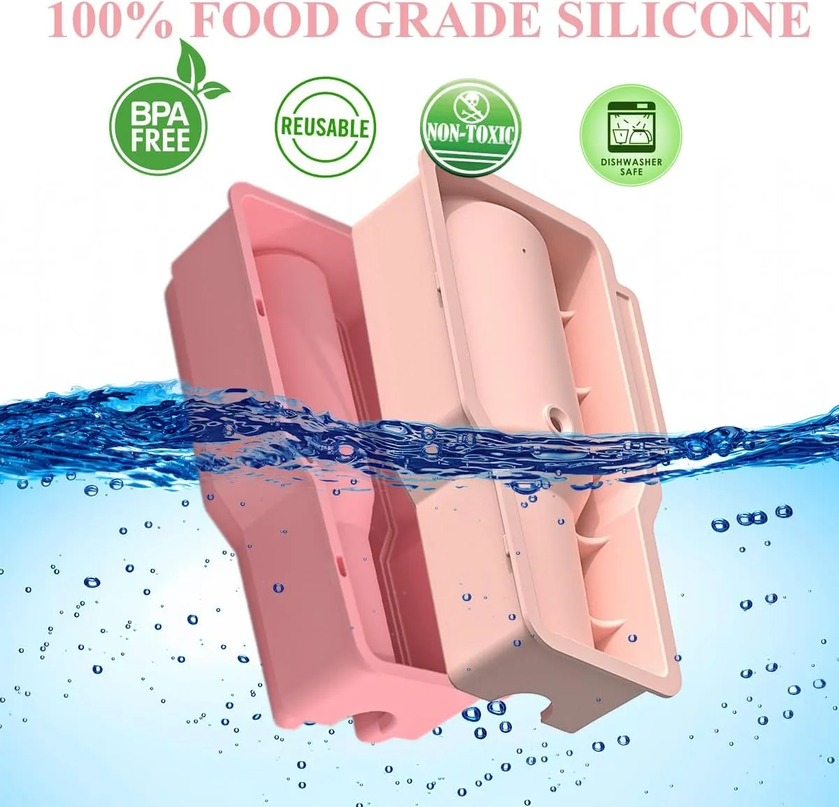 Ice Cube Tray for 40 oz Tumbler Cup, 1Pcs Stanley Ice Mold Silicone Hollow Cylinder Ice Mold with Lid and Bin for Freezer Ice Drink Juice Whiskey Cocktail