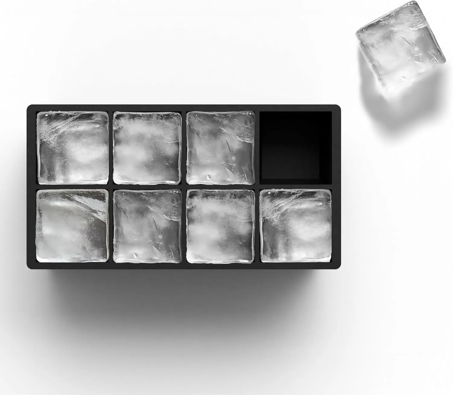 Ice Cube Trays for Freezer – Large Silicone Ice Cube Mold – Makes 8 Giant Whiskey Ice Cubes, Square Silicone Molds (2 Pack) – glacio