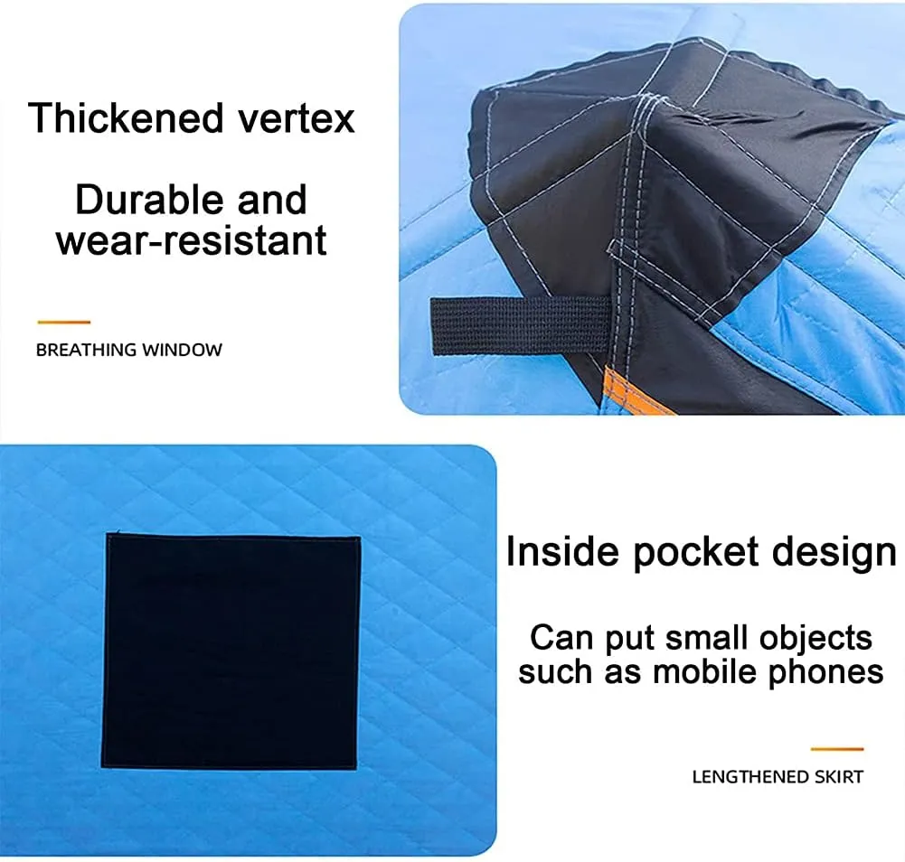 Ice Fishing Shelter Thicken Cotton Fishing Tent 3-4 Person Portable Ice Tent with Detachable Windows, Zippered Door & Carry Bag for Outdoor Camping