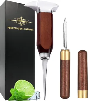 Ice Pick - 17cm / 7" Stainless Steel Ice Chipper with Wood Handle, Japanese Style Ice Crusher ideal for Bars, Bartender. Best Carving Tool (7 inch)