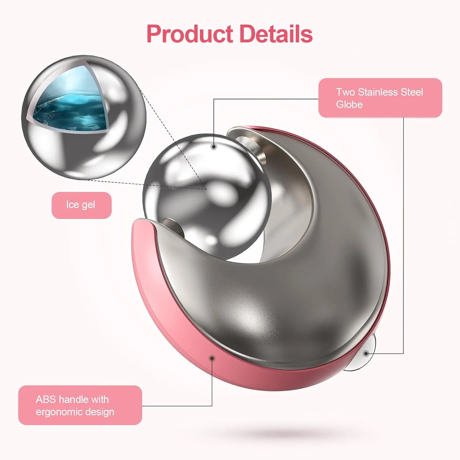 Ice Roller for Face and Eyes, Eye Cream Applicator Face Massager Hot Cold Face Roller, Stainless Steel Cryo Ball, Eye Globes for Pu-ffiness, Wrinkles