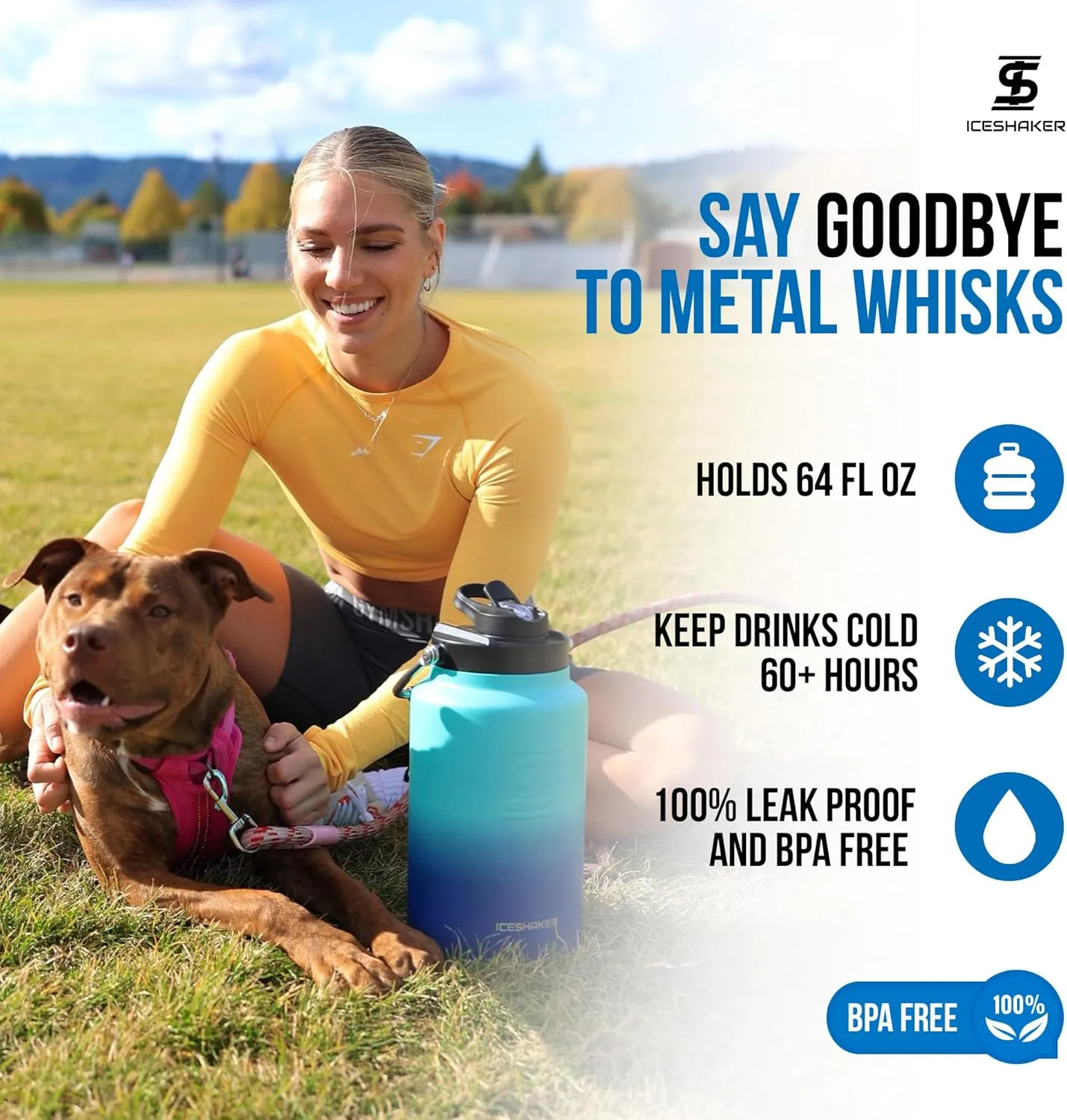 Ice Shaker Insulated Stainless Steel Gallon Water Jug | 128 Oz, Navy and Mint | Stays Cold for 60  Hours | Multi-purpose lid | Odor-Free Outdoor Water Jug for Sports, Camping, Hiking, Working Out