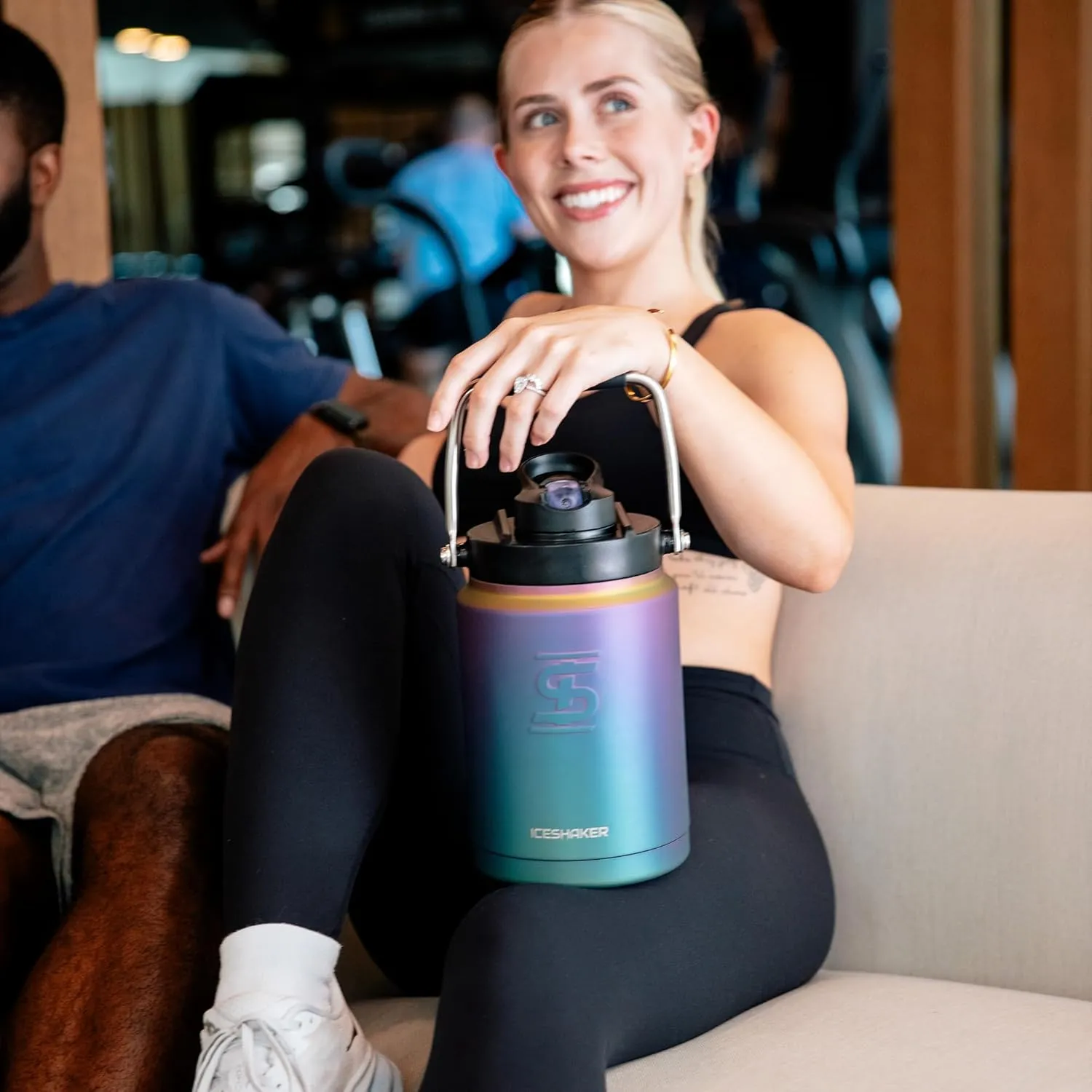 Ice Shaker Insulated Stainless Steel Half Gallon Water Jug | 64 oz, Wisteria | Stays Cold for 60  Hours | Multi-purpose lid | Odor-Free Outdoor Water Jug for Sports, Camping, Hiking, Working Out