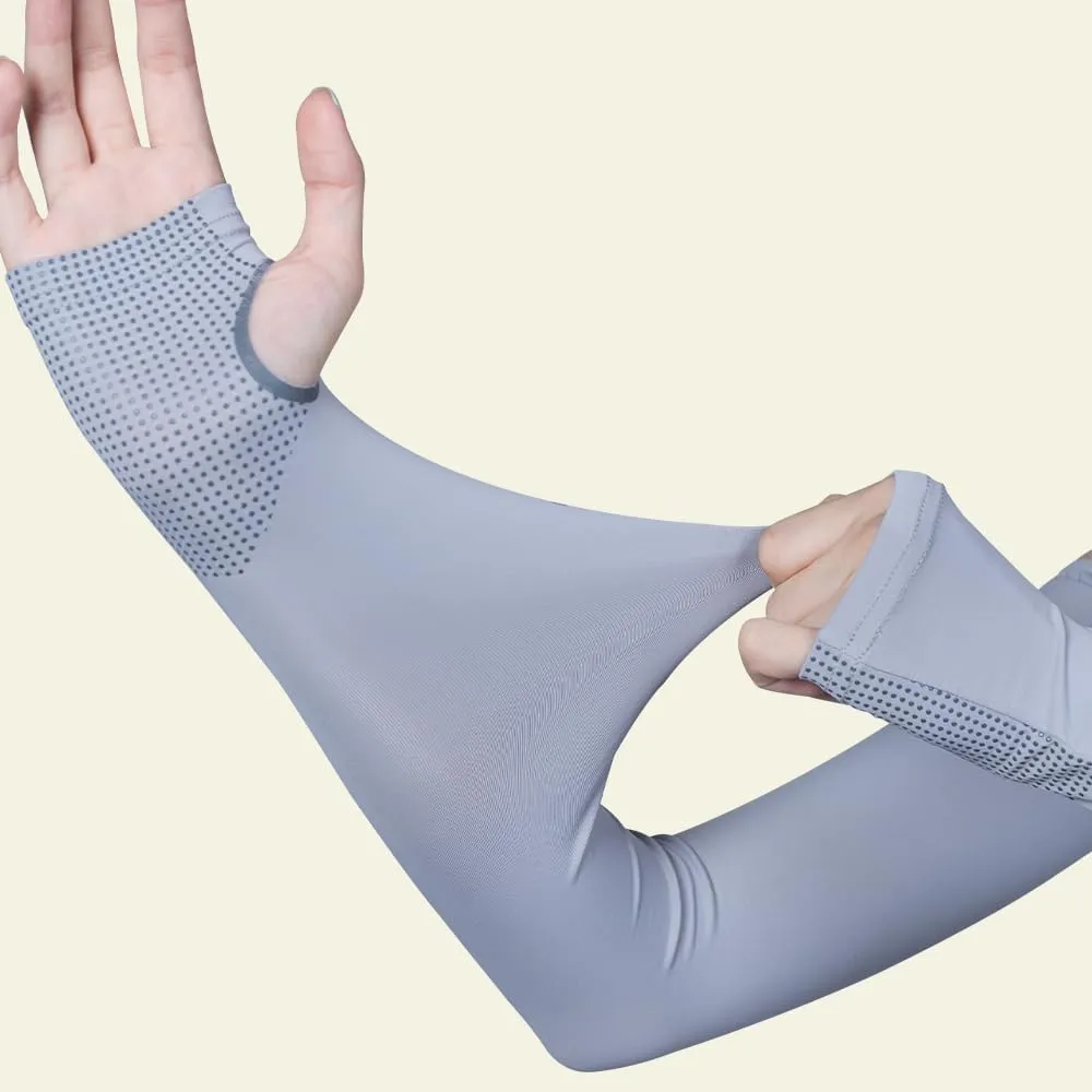 Ice Silk Cooling Sun Protection UPF50 UV-resistance Compression Arm Sleeves Warmer Covers Thumb Hole
