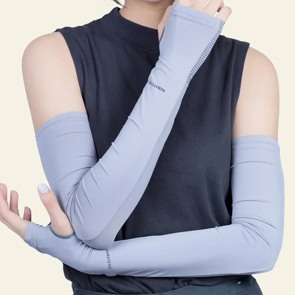 Ice Silk Cooling Sun Protection UPF50 UV-resistance Compression Arm Sleeves Warmer Covers Thumb Hole