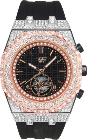 ICE STAR Men's 43mm Iced Out Octagonal Case Silicone Band Watch
