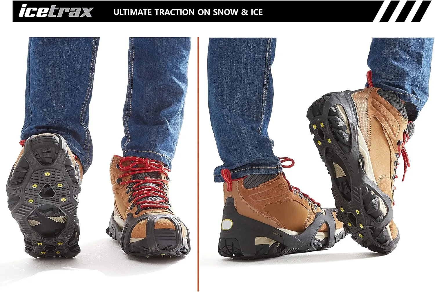 ICETRAX V3 Tungsten Crampons, Ice Cleats for Shoes and Boots - Ice Grips for Snow and Ice, Non-Slip Shoe Grippers with Reflective Heel