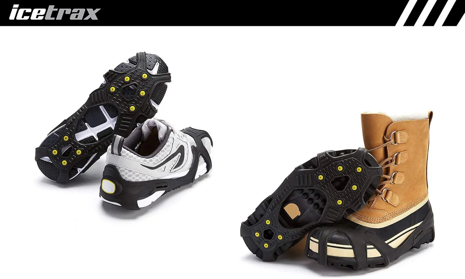 ICETRAX V3 Tungsten Crampons, Ice Cleats for Shoes and Boots - Ice Grips for Snow and Ice, Non-Slip Shoe Grippers with Reflective Heel