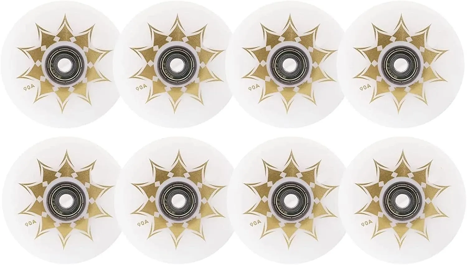 Inline Skates Wheel 62mm 64mm 68mm 70mm 72mm 76mm 80mm PU Wheel 90A With Bearing Roller Skates Accessories 8-Pack (White, 70mm)