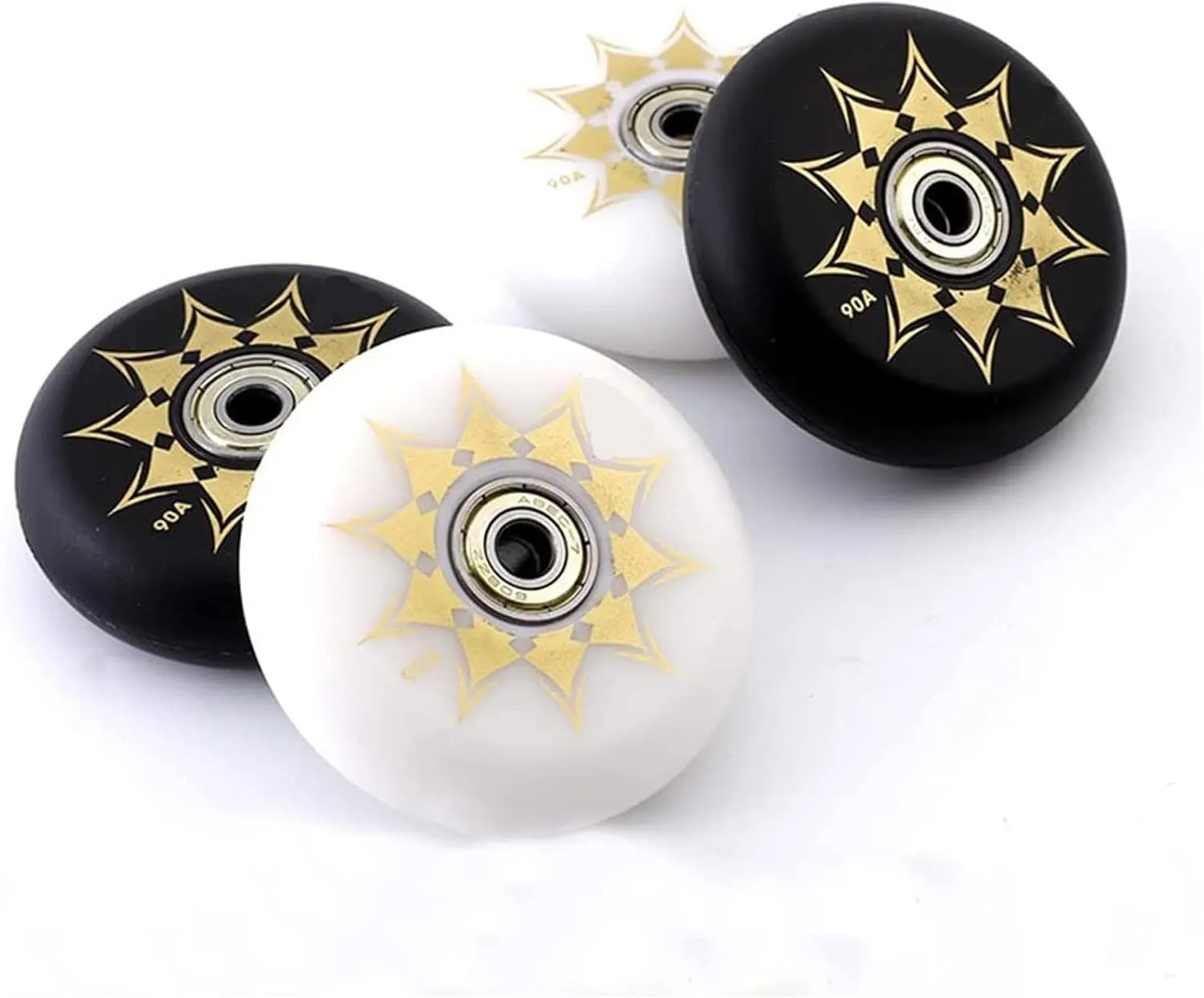 Inline Skates Wheel 62mm 64mm 68mm 70mm 72mm 76mm 80mm PU Wheel 90A With Bearing Roller Skates Accessories 8-Pack (White, 70mm)