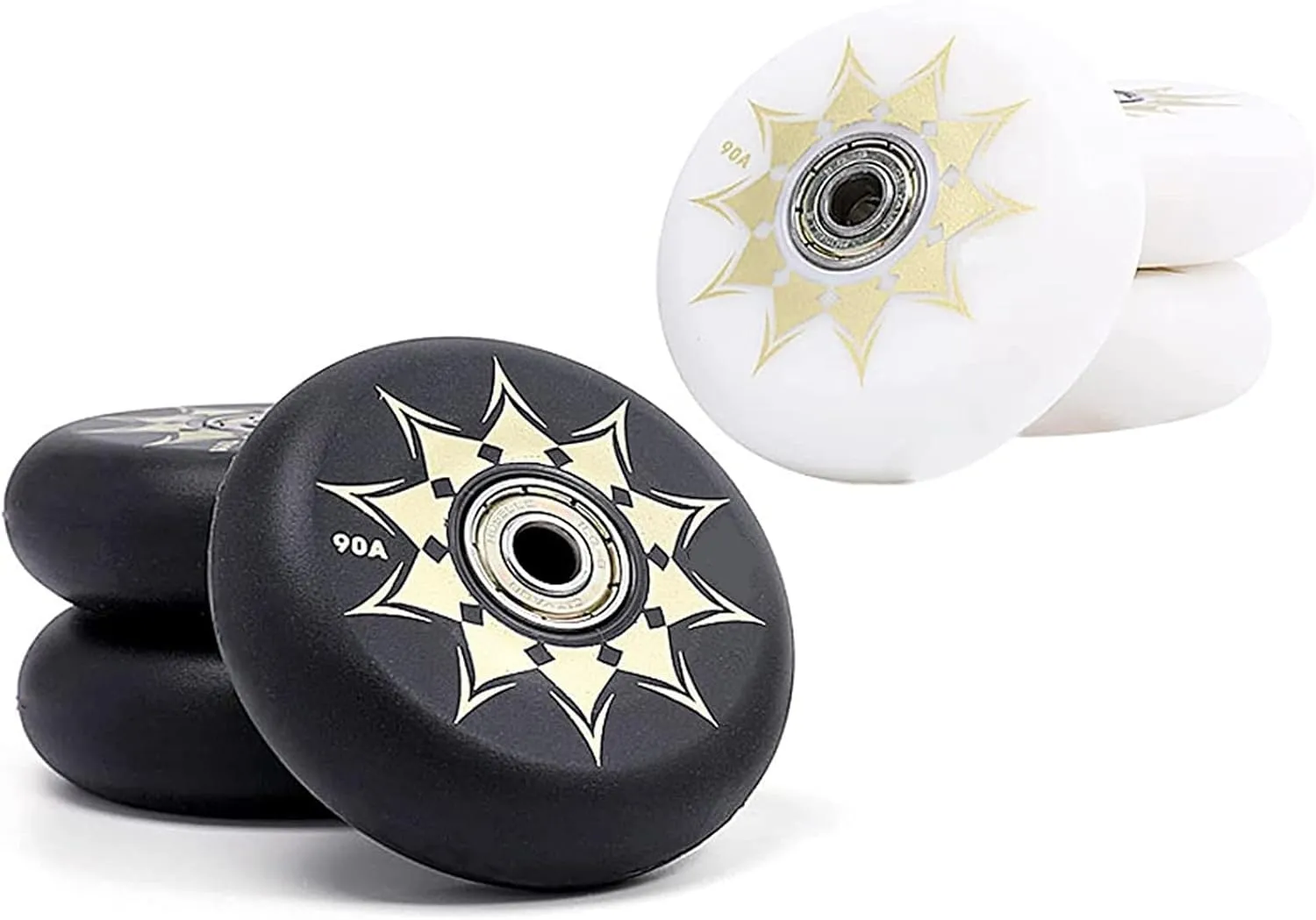 Inline Skates Wheel 62mm 64mm 68mm 70mm 72mm 76mm 80mm PU Wheel 90A With Bearing Roller Skates Accessories 8-Pack (White, 70mm)