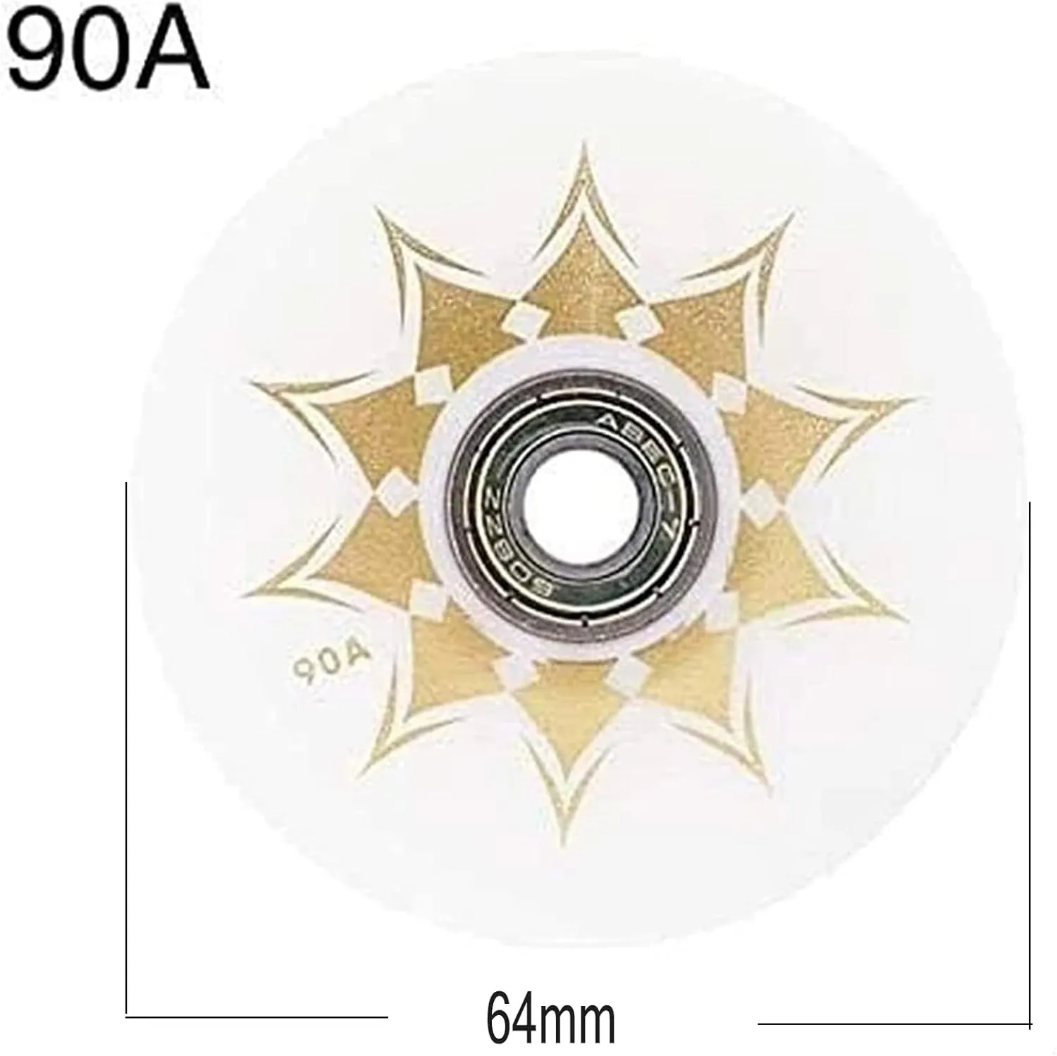 Inline Skates Wheel 62mm 64mm 68mm 70mm 72mm 76mm 80mm PU Wheel 90A With Bearing Roller Skates Accessories 8-Pack (White, 70mm)