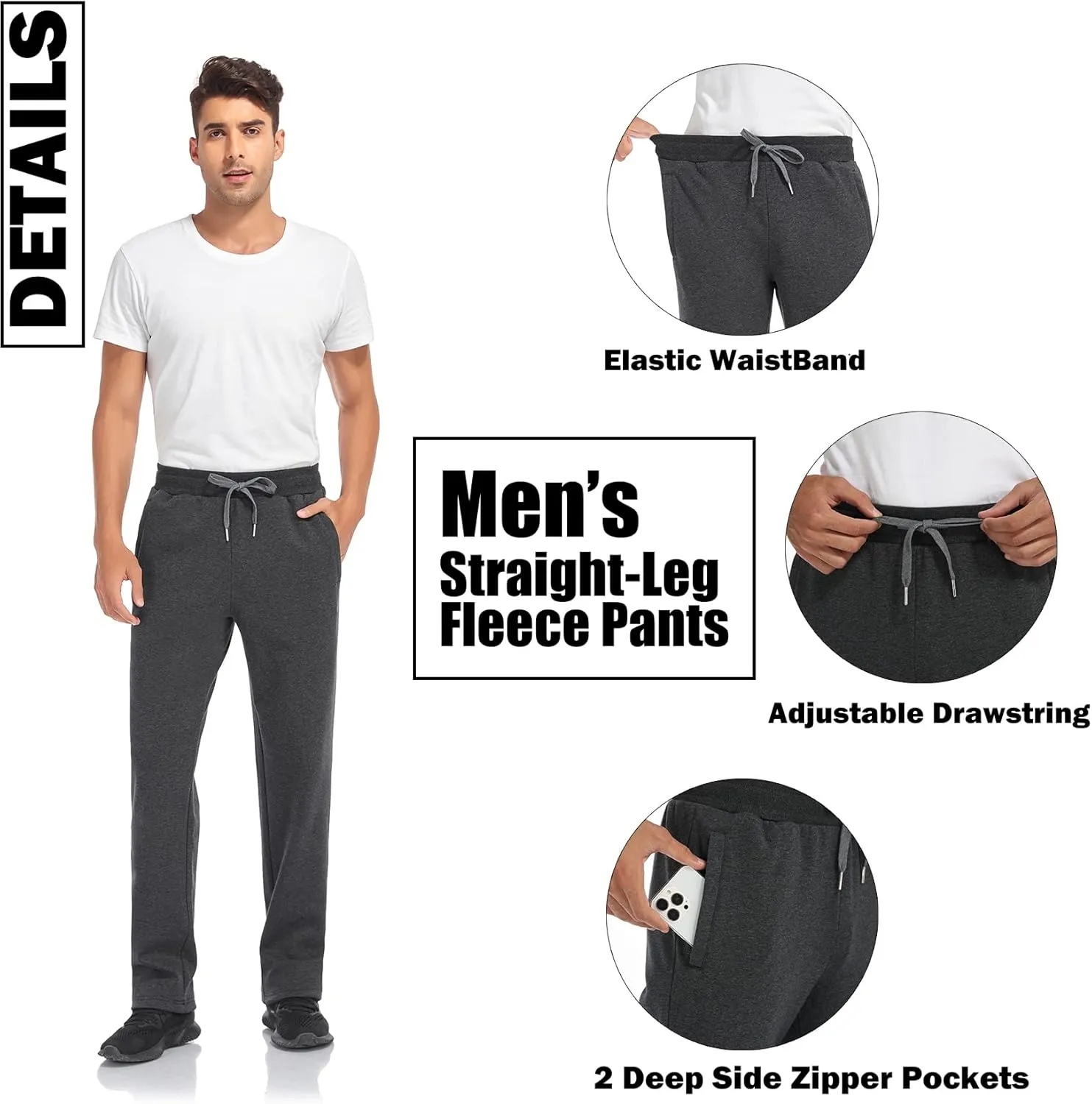 Inno Men's 30" 32" 34" 36" 38" Sherpa Fleece Lined Jogger Pants Warm Sweatpants Thermal Winter Athletic Lounge Short Tall