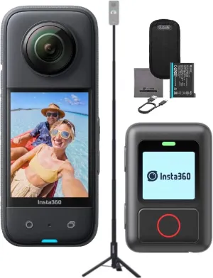 Insta360 X3 72MP Waterproof 5.7K 360° VR AI Action Camera with GPS Remote and Invisible Selfie Stick Tripod