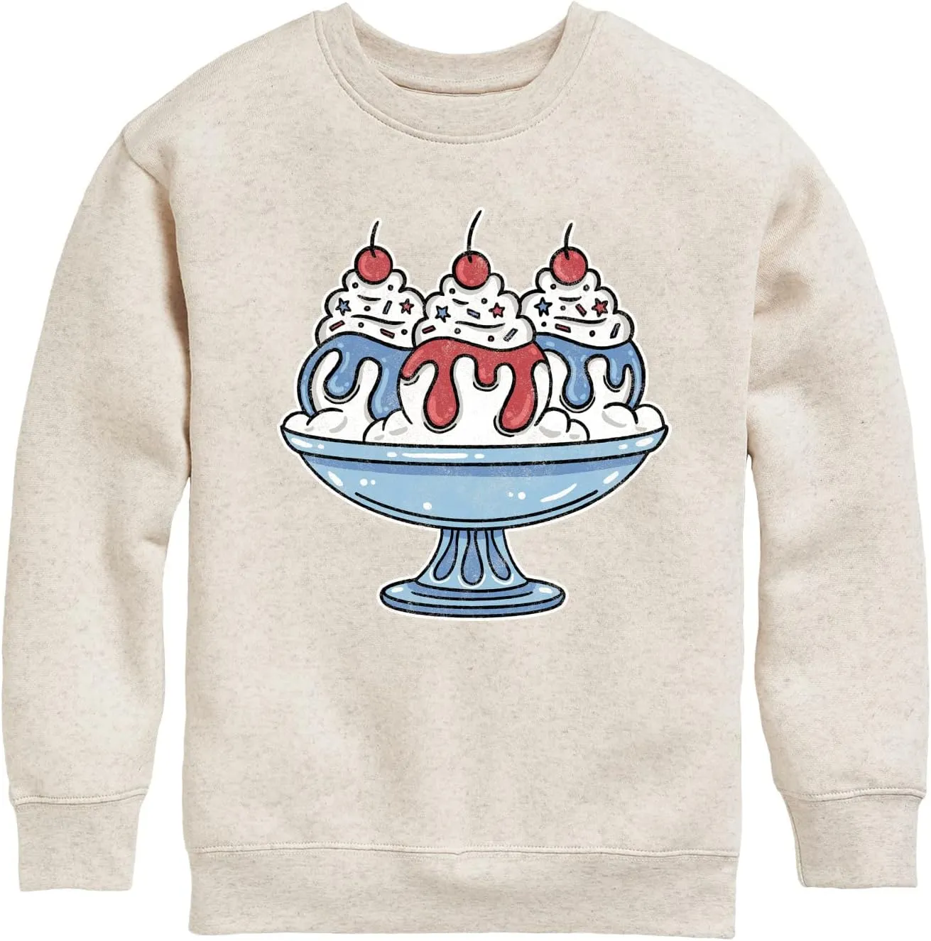 Instant Message - Americana - Red, White, & Blue Ice Cream Sundae - Toddler & Youth Crewneck Fleece Sweatshirt
