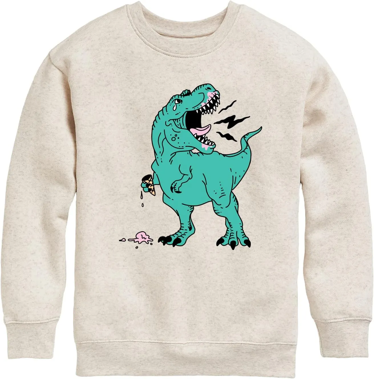 Instant Message - T-Rex Ice Cream - Toddler & Youth Crewneck Fleece Sweatshirt
