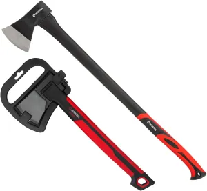 INTERTOOL Axe Set - 36" Tree Felling Axe & 18" Wood Chopping Ax - Hatchets and Axes for Camp Firewood - Anti-Slip Handles and Blade Covers - HT-0264-0292