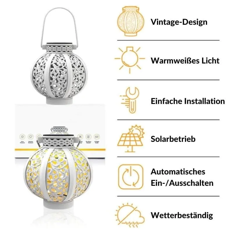 IronLuminaeâ„?- Solar LED Iron Art Hallow Lantern Light