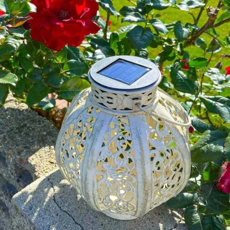 IronLuminaeâ„?- Solar LED Iron Art Hallow Lantern Light