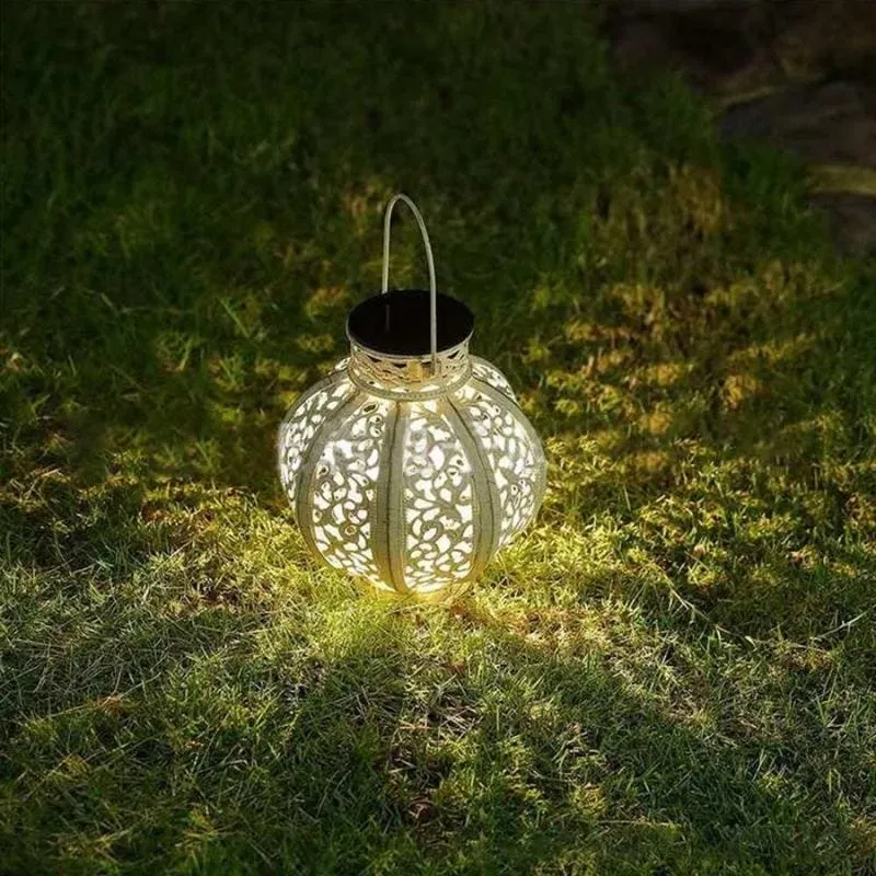 IronLuminaeâ„?- Solar LED Iron Art Hallow Lantern Light