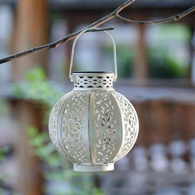 IronLuminaeâ„?- Solar LED Iron Art Hallow Lantern Light