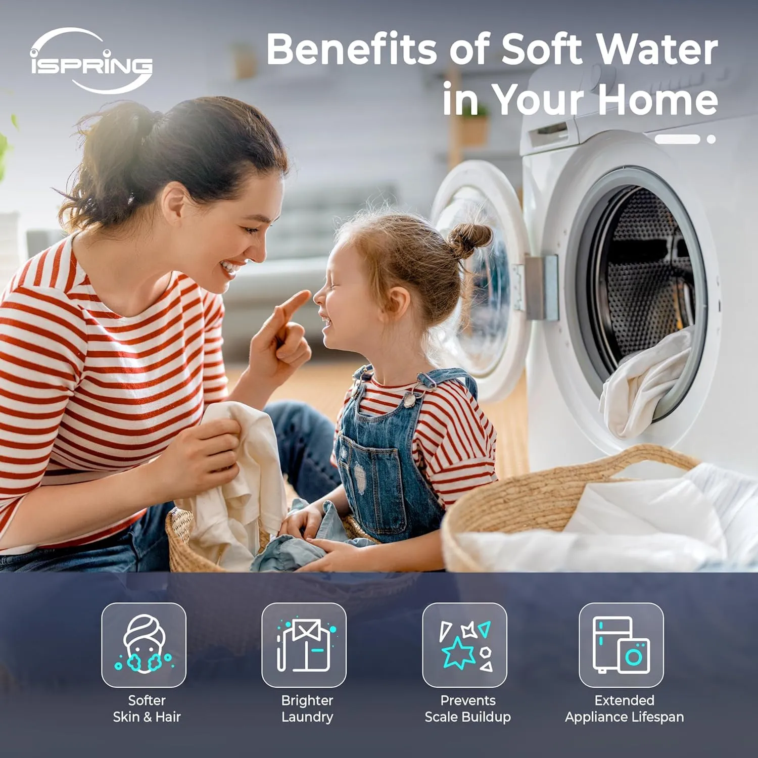 iSpring WCS50KG Whole House Water Softener System, Up to 50,000 Grains High Capacity