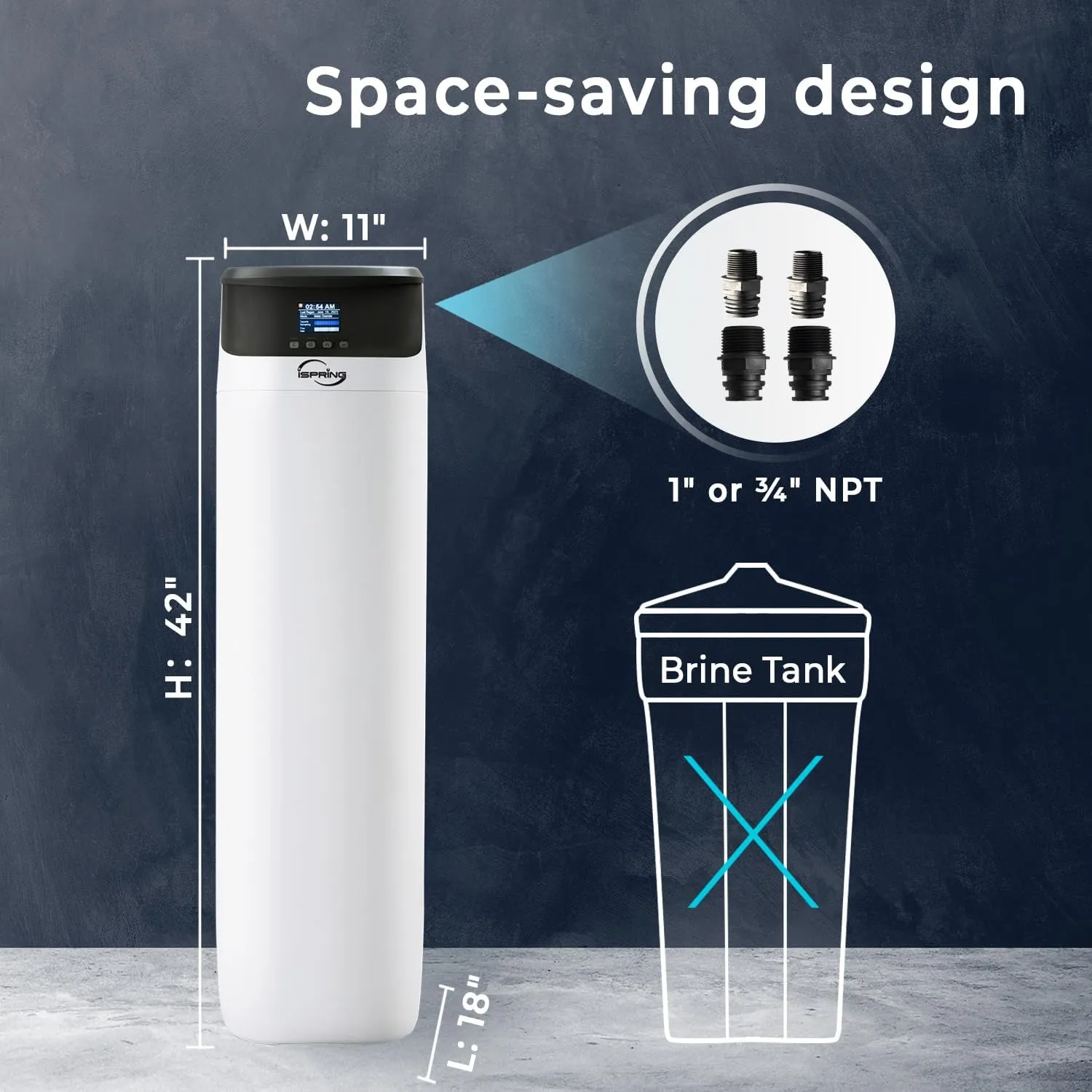 iSpring WCS50KG Whole House Water Softener System, Up to 50,000 Grains High Capacity