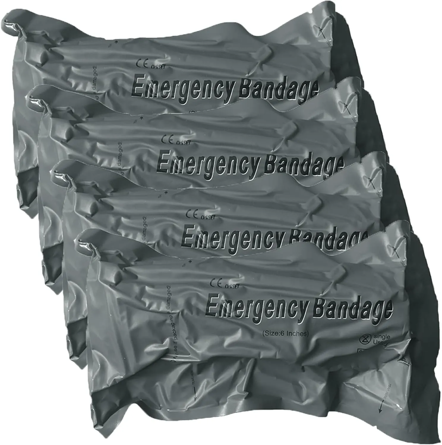 Israeli Emergency Bandage, 6" 4Pack Compression Bandage, Trauma Wound Dressing, Sterile Vacuum Sealed Packaging for Bleeding Control, Medical Trauma Kit, Combat Tactical First Aid IFAK Supplies
