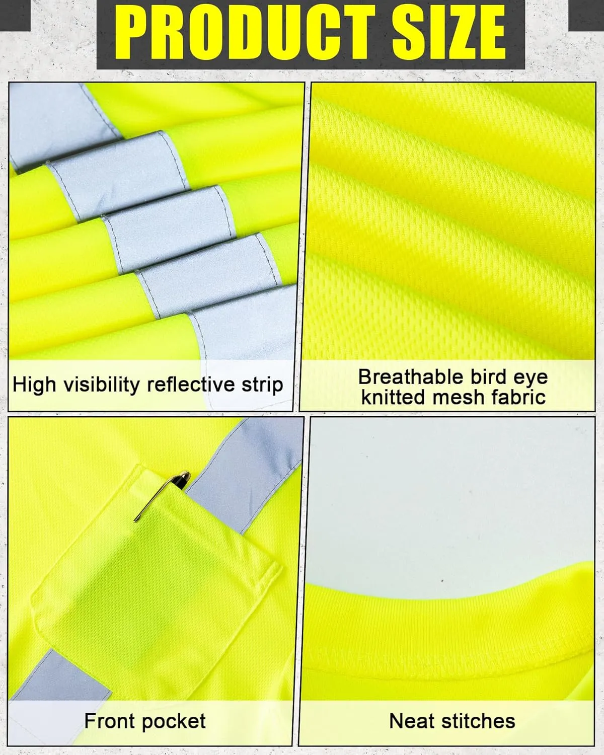 JaGely 6 Pcs Safety Reflective Shirts Short Sleeve Bulk Hi Vis T-shirt High Visibility Construction Work Shirts with Pocket