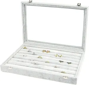 Jewelry Box Jewelry Organizer 10 Different Designs Clear Glass Lid Velvet Jewelry Organizer Box Jewelry Showcase For Watch Earrings Rings. Jewelry Boxes Jewelry Case (Color : A, Size : As shown)