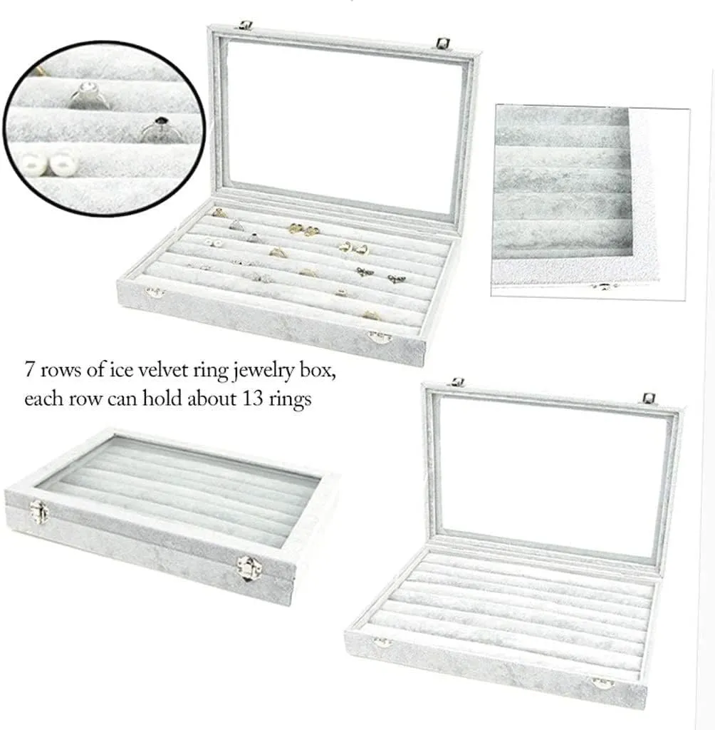 Jewelry Organizer Jewelry Box 10 Different Designs Clear Glass Lid Velvet Jewelry Organizer Box Jewelry Showcase For Watch Earrings Rings. Jewelry Case Jewelry Display Storage