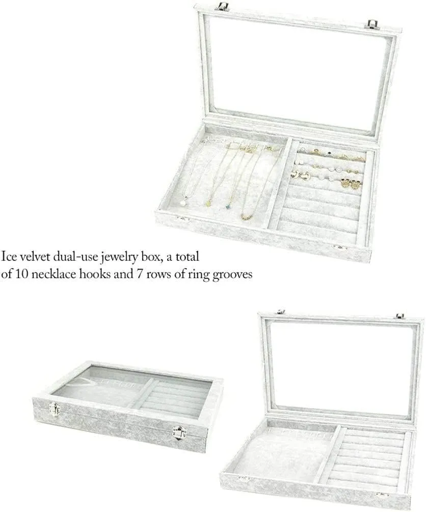 Jewelry Organizer Jewelry Box 10 Different Designs Clear Glass Lid Velvet Jewelry Organizer Box Jewelry Showcase For Watch Earrings Rings. Jewelry Case Jewelry Display Storage