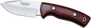 Joker Skinning knife Pecari CR22, Stamina Wood Handle, blade 3.34 inches MOVA, brown leather Sheath, Tool for fishing, Hunting, camping and hiking