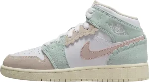 Jordan Boy's Air 1 Mid SE (Big Kid) White/Pink Oxford/Jade Ice/Guava Ice/Coconut Milk 7 Big Kid M