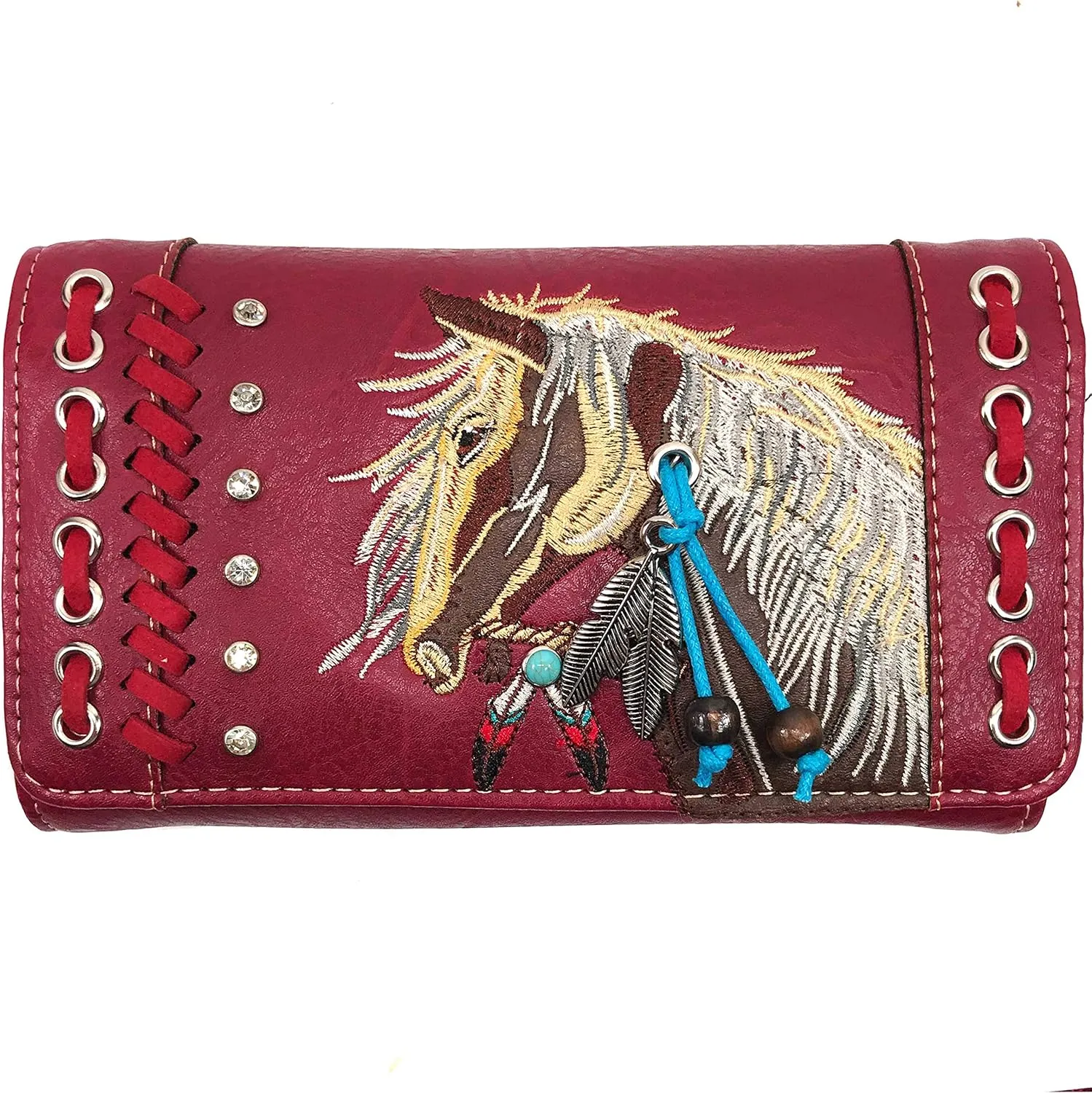 Justin West Dales Pony Horse Embroidery Mane Western Country Women's Crossbody Wallet